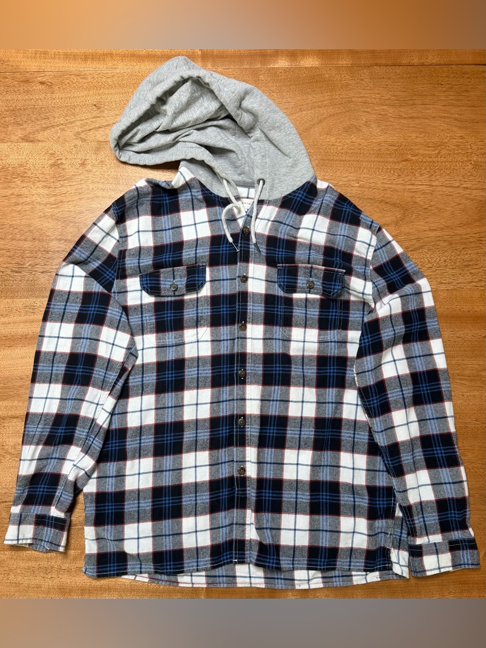 Aéropostale Men’s Regular Plaid Flannel Hooded Long Sleeve Button-Up, Size XL